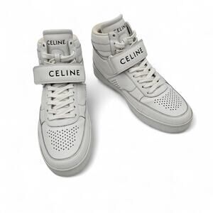 Celine High Top Sneakers Trainers CT-03 White Leather Shoes Size 39 US 9